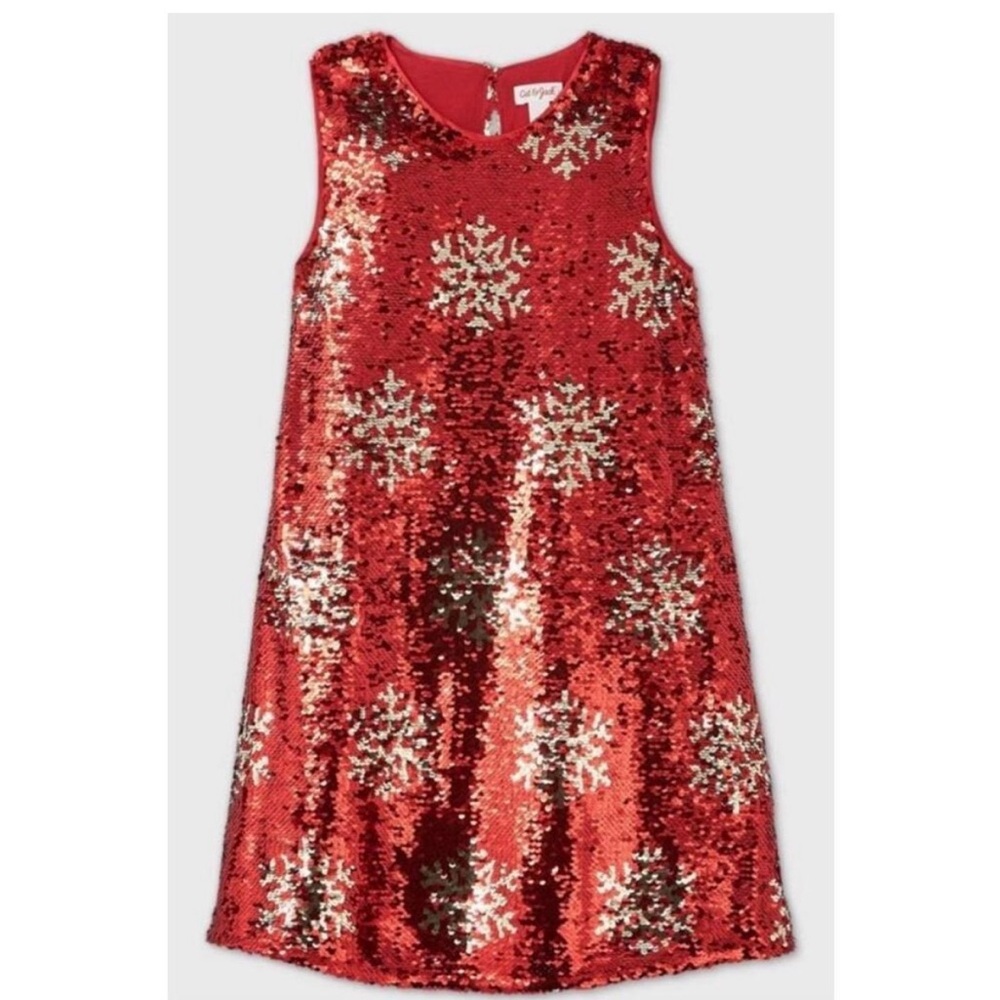 Cat & Jack Red Sequin Snowflake Dress